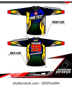 Long sleeve Motocross jerseys t-shirts vector, 
graphic design for football uniforms, unisex cycling, navy submariner and sportswear.