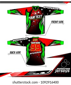 Long sleeve Motocross jerseys t-shirts vector, 
graphic design for football uniforms, unisex cycling, navy submariner and sportswear.