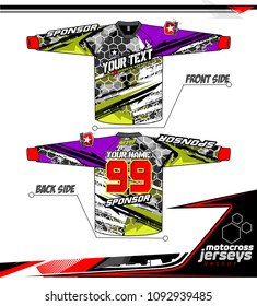 Long sleeve Motocross jerseys t-shirts vector, 
graphic design for football uniforms, unisex cycling, navy submariner and sportswear.
