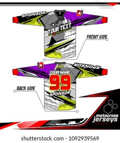 Long sleeve Motocross jerseys t-shirts vector, 
graphic design for football uniforms, unisex cycling, navy submariner and sportswear.