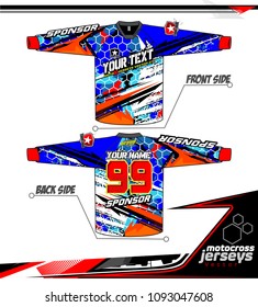 Long sleeve Motocross jerseys t-shirts vector, graphic design for football uniforms, unisex cycling, navy submariner and sportswear.