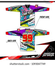 Long sleeve Motocross jerseys t-shirts vector, graphic design for football uniforms, unisex cycling, navy submariner and sportswear.