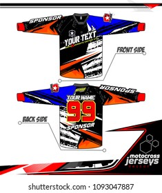 Long sleeve Motocross jerseys t-shirts vector, graphic design for football uniforms, unisex cycling, navy submariner and sportswear.
