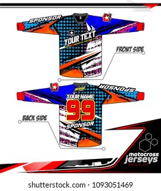 Long sleeve Motocross jerseys t-shirts vector, graphic design for football uniforms, unisex cycling, navy submariner and sportswear.
