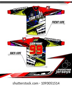 Long sleeve Motocross jerseys t-shirts vector, graphic design for football uniforms, unisex cycling, navy submariner and sportswear.
