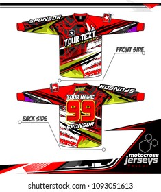 Long sleeve Motocross jerseys t-shirts vector, graphic design for football uniforms, unisex cycling, navy submariner and sportswear.
