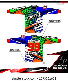 Long sleeve Motocross jerseys t-shirts vector, graphic design for football uniforms, unisex cycling, navy submariner and sportswear.
