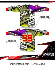 Long sleeve Motocross jerseys t-shirts vector, graphic design for football uniforms, unisex cycling, navy submariner and sportswear.
