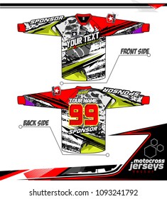 Long sleeve Motocross jerseys t-shirts vector, 
graphic design for football uniforms, unisex cycling, navy submariner and sportswear.