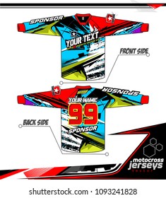 Long sleeve Motocross jerseys t-shirts vector, 
graphic design for football uniforms, unisex cycling, navy submariner and sportswear.