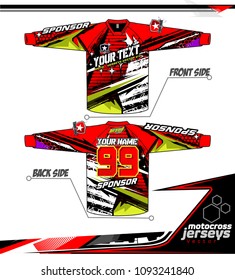 Long sleeve Motocross jerseys t-shirts vector, 
graphic design for football uniforms, unisex cycling, navy submariner and sportswear.