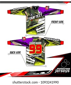 Long sleeve Motocross jerseys t-shirts vector, 
graphic design for football uniforms, unisex cycling, navy submariner and sportswear.