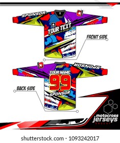 Long sleeve Motocross jerseys t-shirts vector, 
graphic design for football uniforms, unisex cycling, navy submariner and sportswear.