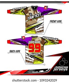 Long sleeve Motocross jerseys t-shirts vector, 
graphic design for football uniforms, unisex cycling, navy submariner and sportswear.