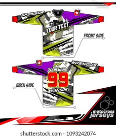 Long sleeve Motocross jerseys t-shirts vector, 
graphic design for football uniforms, unisex cycling, navy submariner and sportswear.