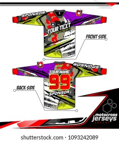 Long sleeve Motocross jerseys t-shirts vector, 
graphic design for football uniforms, unisex cycling, navy submariner and sportswear.