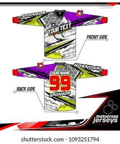 Long sleeve Motocross jerseys t-shirts vector, graphic design for football uniforms, unisex cycling, navy submariner and sportswear.
