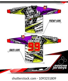 Long sleeve Motocross jerseys t-shirts vector, graphic design for football uniforms, unisex cycling, navy submariner and sportswear.
