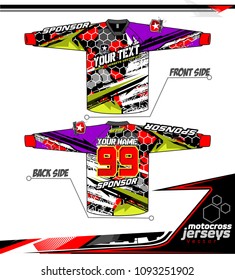Long sleeve Motocross jerseys t-shirts vector, graphic design for football uniforms, unisex cycling, navy submariner and sportswear.
