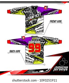 Long sleeve Motocross jerseys t-shirts vector, graphic design for football uniforms, unisex cycling, navy submariner and sportswear.
