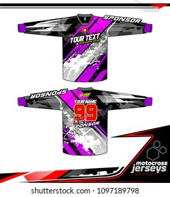 Long sleeve Motocross jerseys t-shirts vector, graphic design for football uniforms, unisex cycling, navy submariner and sportswear.