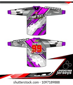 Long sleeve Motocross jerseys t-shirts vector, graphic design for football uniforms, unisex cycling, navy submariner and sportswear.