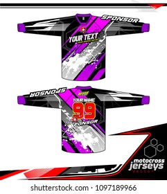 Long sleeve Motocross jerseys t-shirts vector, graphic design for football uniforms, unisex cycling, navy submariner and sportswear.