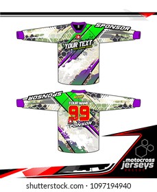 Long sleeve Motocross jerseys t-shirts vector, graphic design for football uniforms, unisex cycling, navy submariner and sportswear.