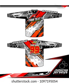 Long sleeve Motocross jerseys t-shirts vector, graphic design for football uniforms, unisex cycling, navy submariner and sportswear.