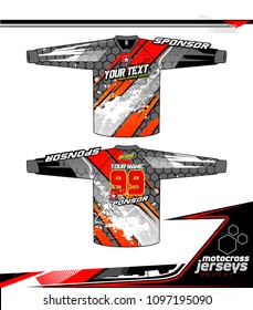 Long sleeve Motocross jerseys t-shirts vector, graphic design for football uniforms, unisex cycling, navy submariner and sportswear.