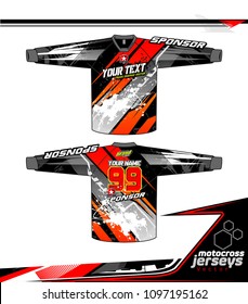 Long sleeve Motocross jerseys t-shirts vector, graphic design for football uniforms, unisex cycling, navy submariner and sportswear.