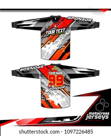 Long sleeve Motocross jerseys t-shirts vector, graphic design for football uniforms, unisex cycling, navy submariner and sportswear.