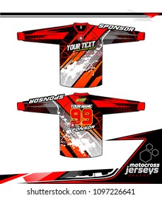 Long sleeve Motocross jerseys t-shirts vector, graphic design for football uniforms, unisex cycling, navy submariner and sportswear.