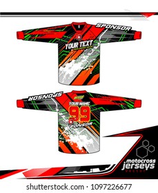 Long sleeve Motocross jerseys t-shirts vector, graphic design for football uniforms, unisex cycling, navy submariner and sportswear.