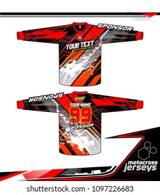 Long sleeve Motocross jerseys t-shirts vector, graphic design for football uniforms, unisex cycling, navy submariner and sportswear.