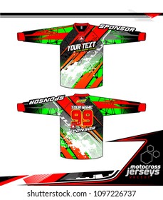 Long sleeve Motocross jerseys t-shirts vector, 
graphic design for football uniforms, unisex cycling, navy submariner and sportswear.