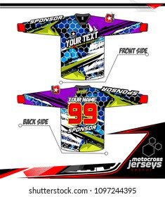 Long sleeve Motocross jerseys t-shirts vector, 
graphic design for football uniforms, unisex cycling, navy submariner and sportswear.