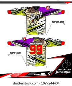 Long sleeve Motocross jerseys t-shirts vector, 
graphic design for football uniforms, unisex cycling, navy submariner and sportswear.