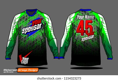 Long sleeve Motocross jerseys t-shirts vector, 
graphic design for football uniforms, unisex cycling, navy submariner and sportswear.