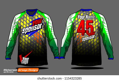 Long sleeve Motocross jerseys t-shirts vector, 
graphic design for football uniforms, unisex cycling, navy submariner and sportswear.
