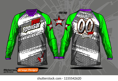 Long sleeve Motocross jerseys t-shirts vector, 
graphic design for football uniforms, unisex cycling, navy submariner and sportswear.