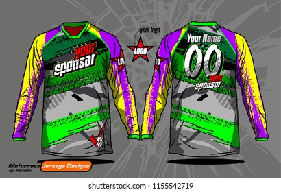 Long sleeve Motocross jerseys t-shirts vector, 
graphic design for football uniforms, unisex cycling, navy submariner and sportswear.