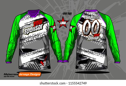 Long sleeve Motocross jerseys t-shirts vector, 
graphic design for football uniforms, unisex cycling, navy submariner and sportswear.