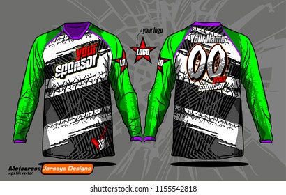 Long sleeve Motocross jerseys t-shirts vector, 
graphic design for football uniforms, unisex cycling, navy submariner and sportswear.