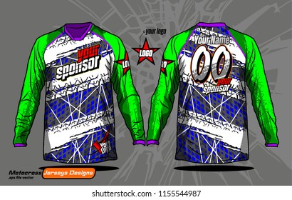 Long sleeve Motocross jerseys t-shirts vector, 
abstract background design for football uniforms, unisex cycling, navy submariner and sportswear.