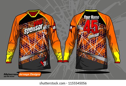 Long sleeve Motocross jerseys t-shirts vector, 
abstract background design for football uniforms, unisex cycling, navy submariner and sportswear.