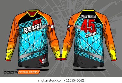 Long sleeve Motocross jerseys t-shirts vector, 
abstract background design for football uniforms, unisex cycling, navy submariner and sportswear.