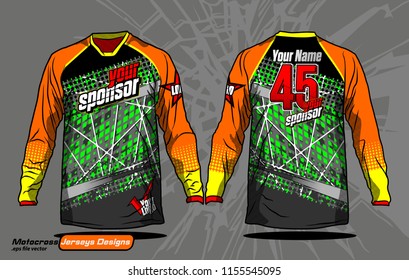 Long sleeve Motocross jerseys t-shirts vector, 
abstract background design for football uniforms, unisex cycling, navy submariner and sportswear.