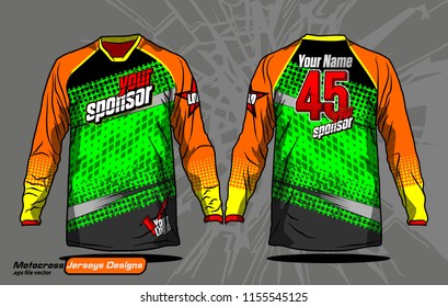 Long sleeve Motocross jerseys t-shirts vector, 
abstract background design for football uniforms, unisex cycling, navy submariner and sportswear.