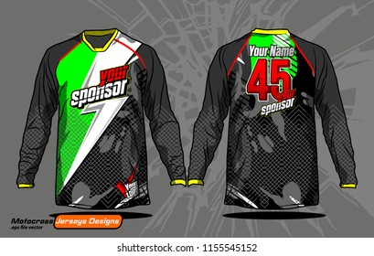 Long sleeve Motocross jerseys t-shirts vector, 
abstract background design for football uniforms, unisex cycling, navy submariner and sportswear.